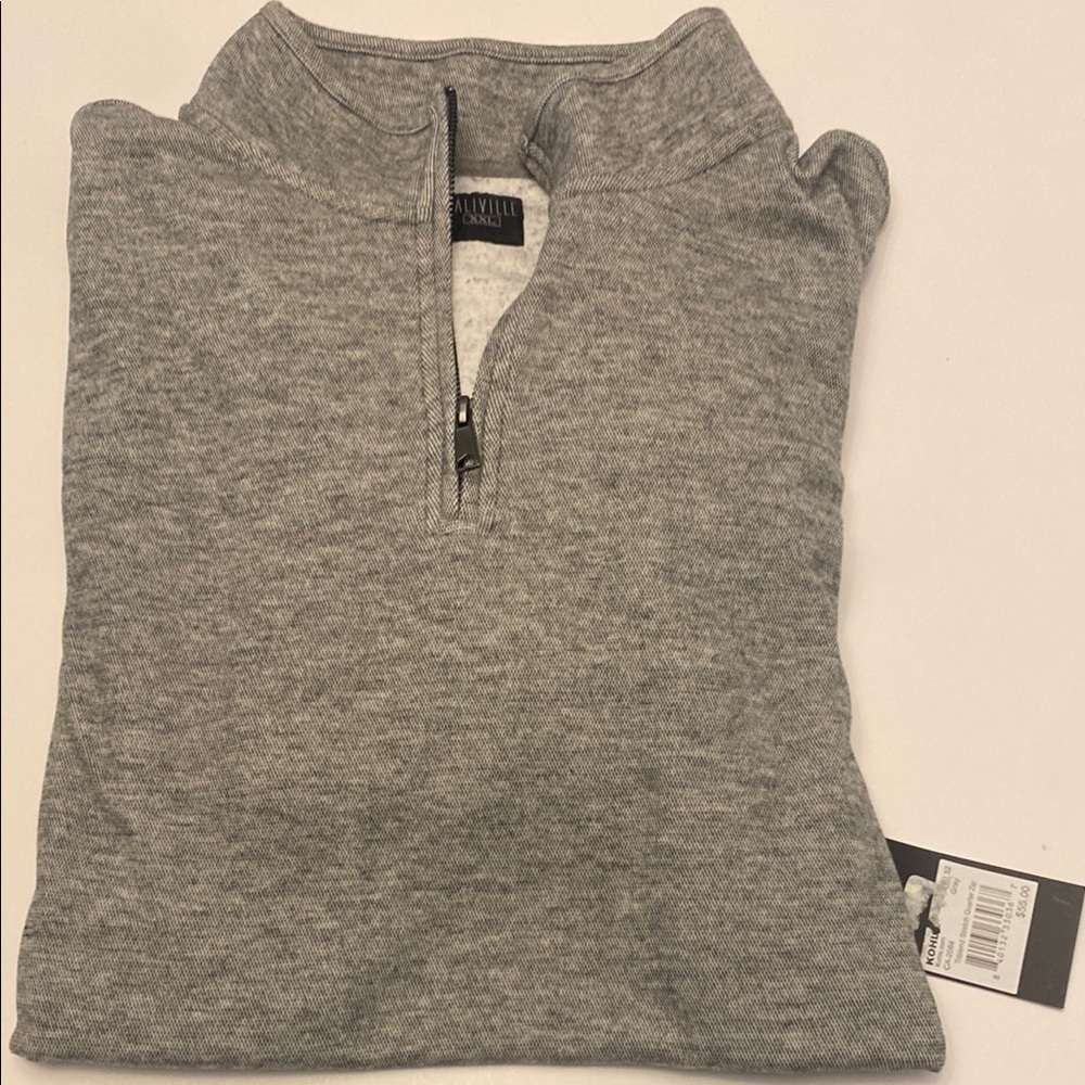 Caliville Men's Heather Gray Zip-Up Sweater